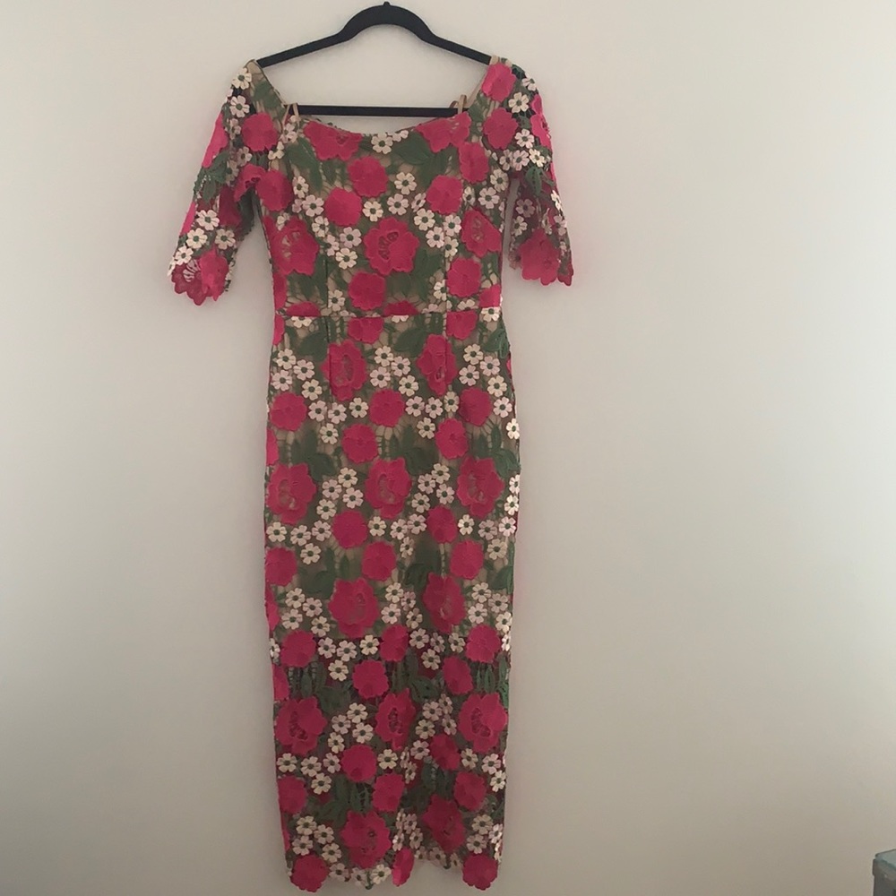 Xacape brand floral off shoulder dress